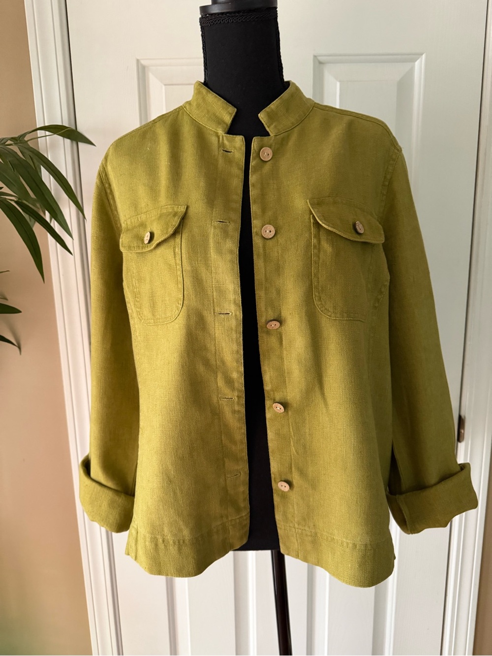 JH Collectibles Green/Yellow Utility Button-Front Jacket